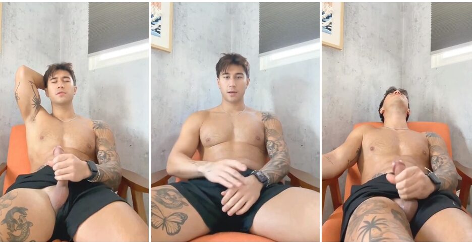 Gymer handsome solo cum